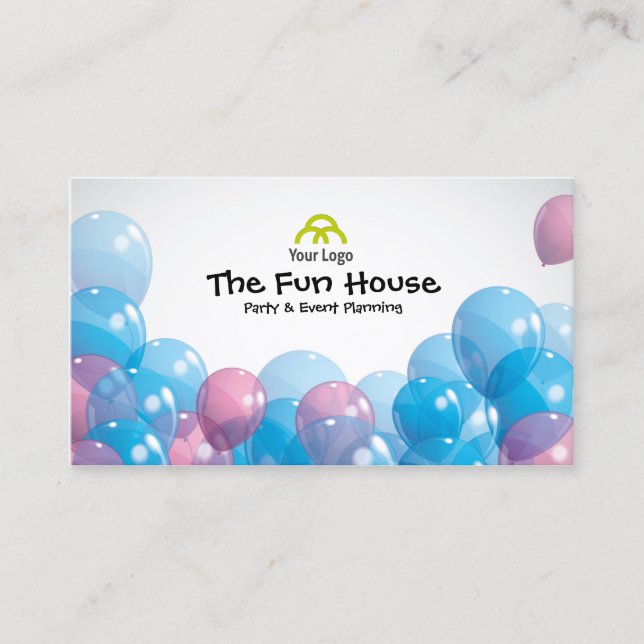 Colourful Balloons Party Planner Business Card (Front)