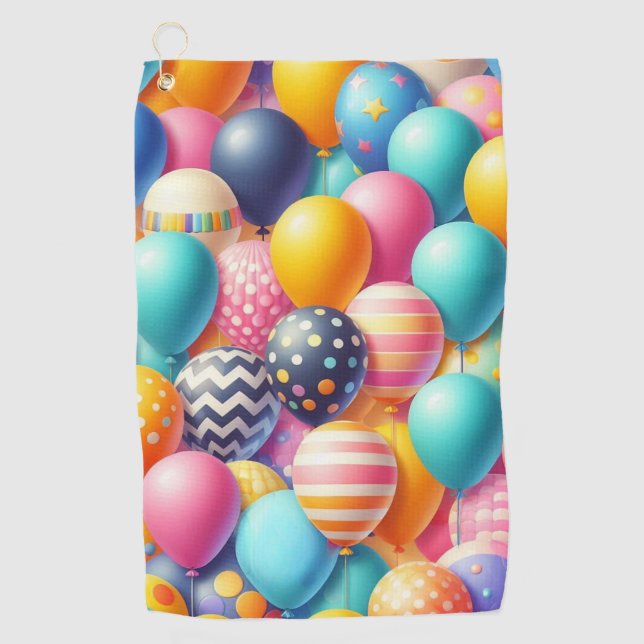 Colourful balloons pattern golf towel (Front)