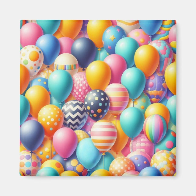 Colourful balloons pattern magnet (Front)