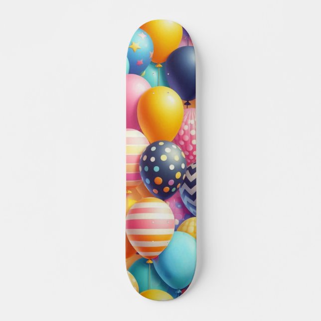 Colourful balloons pattern skateboard (Front)