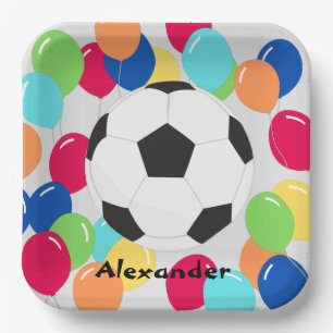 Colourful Balloons Soccer ball fun  Paper Plates