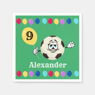 Colourful Balloons Soccer Ball Sports Team Party Napkin