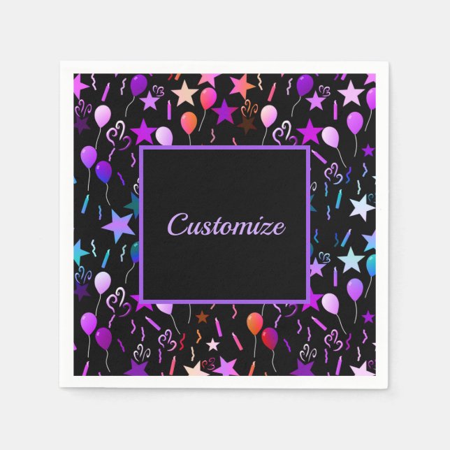 Colourful Balloons & Stars Party Napkins (Front)