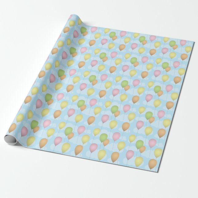 Colourful Balloons Wrapping Paper (Unrolled)