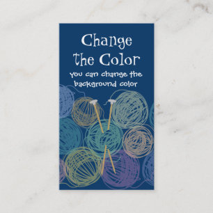 Colourful balls of yarn knitting needles biz cards
