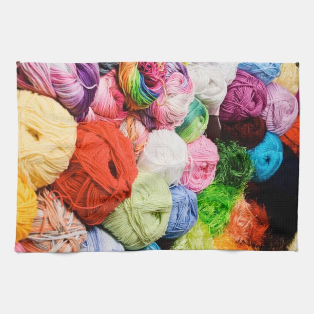 Colourful Balls of Yarn Tea Towel (Horizontal)