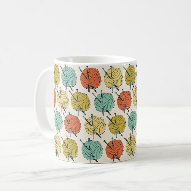 Colourful Balls of Yarn Wool Pattern Coffee Mug (Front Left)
