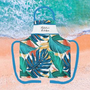 Colourful Banana Leaves Seamless Pattern Apron