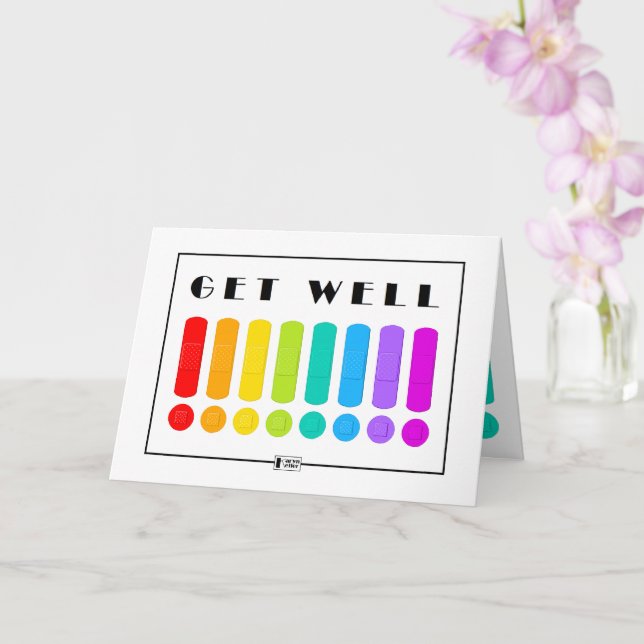 Colourful Band-Aids Get Well card (Orchid)