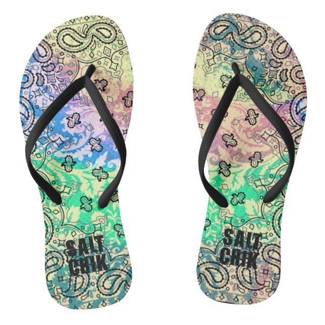 Colourful Bandanna Summer Paisley Salt Chik Flip Flops (Footbed)