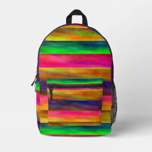 colourful bands printed backpack