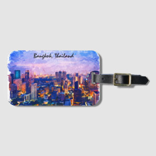 Colourful Bangkok Thailand Cityscape Watercolor Luggage Tag