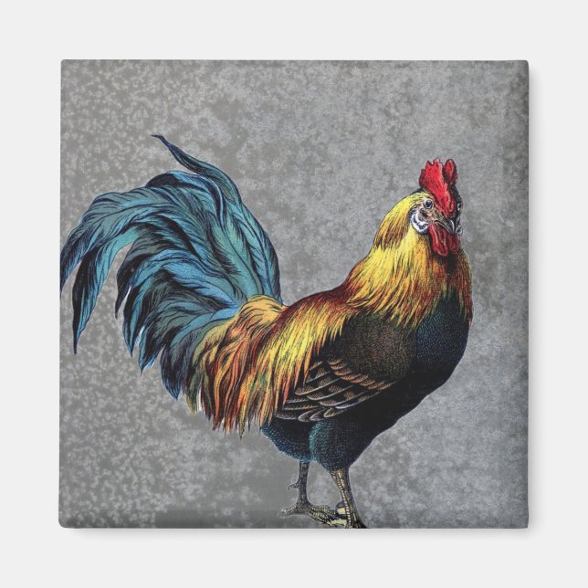 Colourful Bantam Rooster Magnet (Front)