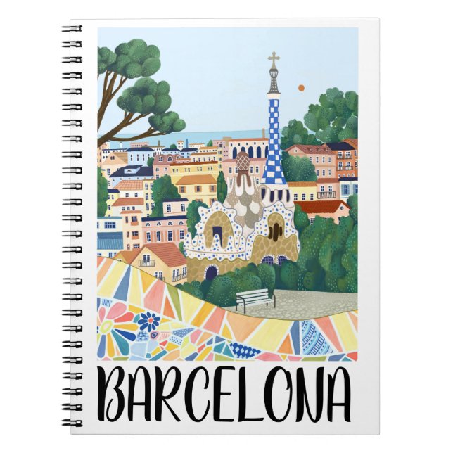 Colourful Barcelona Spain City View Notebook (Front)