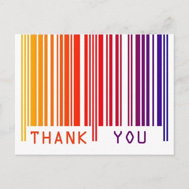 Colourful Barcode Thank You Postcard (Front)