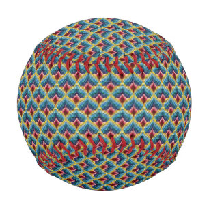 Colourful Bargello Embroidery Boho Chic Pattern Baseball