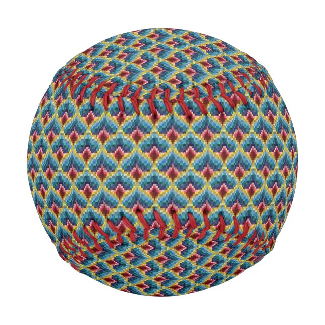Colourful Bargello Embroidery Boho Chic Pattern Baseball (Front)