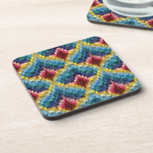 Colourful Bargello Embroidery Boho Chic Pattern Coaster