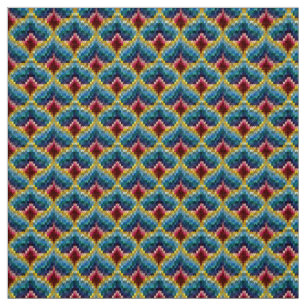 Colourful Bargello Embroidery Boho Chic Pattern Fabric