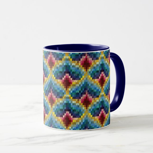 Colourful Bargello Embroidery Boho Chic Pattern Mug (Front Right)