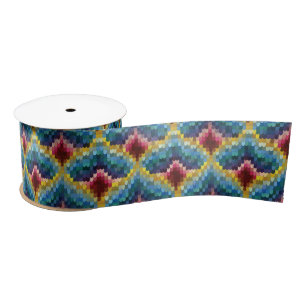 Colourful Bargello Embroidery Boho Chic Pattern Satin Ribbon