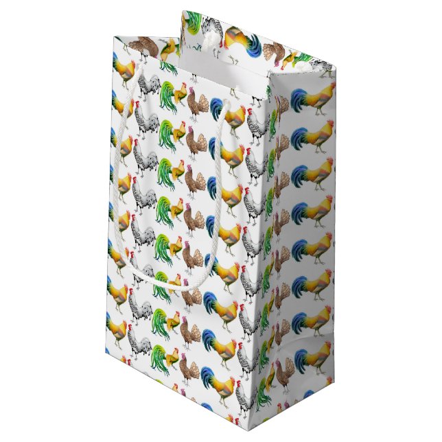 Colourful Barnyard Roosters Gift Bag (Back Angled)