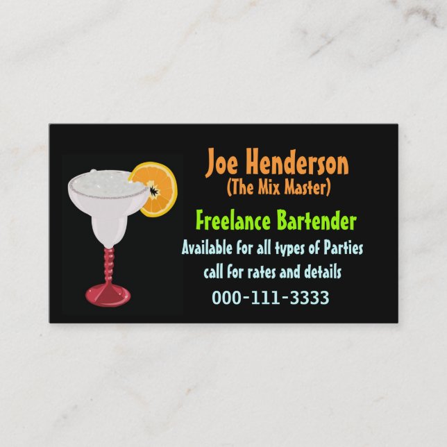 Colourful Bartender Business Card (Front)