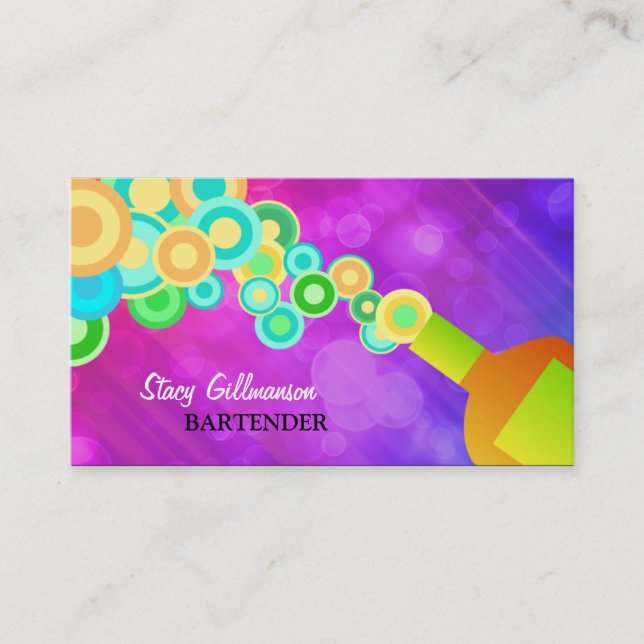 Colourful Bartending Business Card Template (Front)