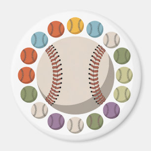 Colourful Baseball Circle Magnet