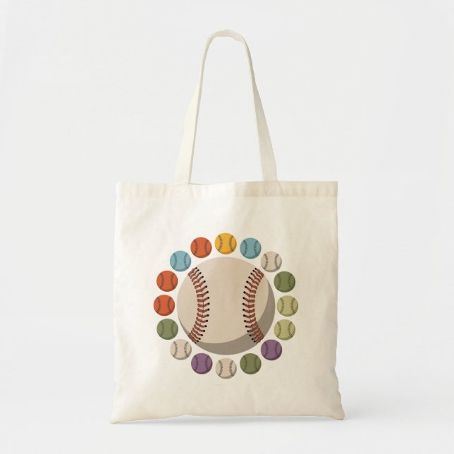  Colourful Baseball Circle Tote Bag (Front)