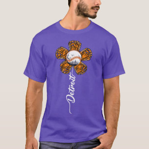 Colourful Baseball Flower Souvenir Tee I Love Detr