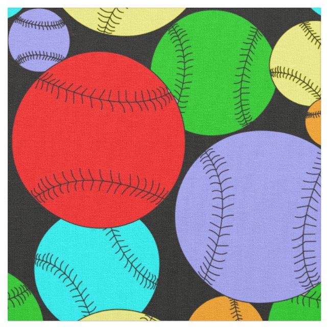 Colourful Baseball Pattern  Fabric (Close Up)