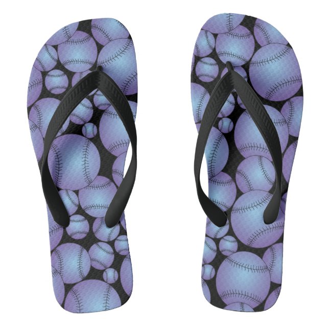 Colourful Baseballs Flip Flops (Footbed)