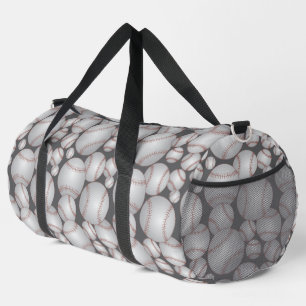 Colourful Baseballs Pattern Grey Duffle Bag