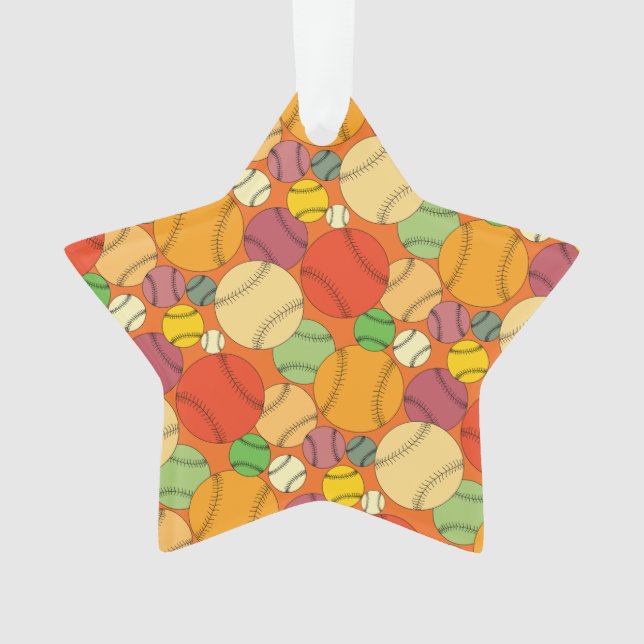 Colourful Baseballs Pattern Ornament (Front)