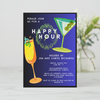Colourful Basic Happy Hour Invitation