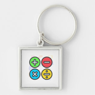 Colourful Basic Math Symbols Illustration" Key Ring