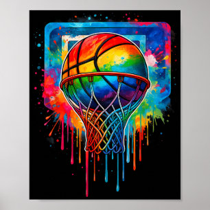 Colourful Basketball Baller Basketball Player Team Poster
