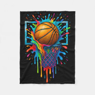 Colourful Basketball Colour Splash Hoop Net Slam D Fleece Blanket
