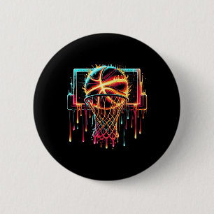 Colourful Basketball Dripping Colour Splash Hoop N 6 Cm Round Badge