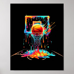 Colourful Basketball Dripping Colour Splash Hoop N Poster