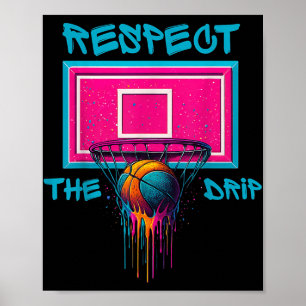 Colourful Basketball Dripping Colour Splash Hoop N Poster