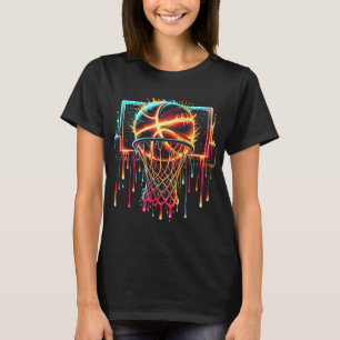 Colourful Basketball Dripping Colour Splash Hoop N T-Shirt