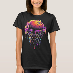 Colourful Basketball Dripping Colour Splash Hoop N T-Shirt