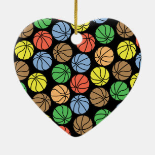 Colourful Basketball Pattern Ceramic Tree Decoration