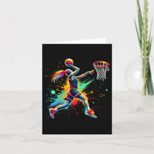 Colourful Basketball Player Girls Card