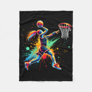 Colourful Basketball Player Girls Fleece Blanket