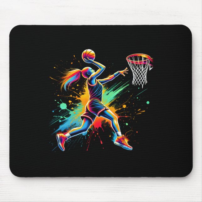 Colourful Basketball Player Girls  Mouse Mat (Front)