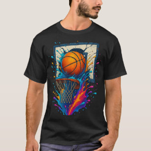 Colourful Basketball Slam Dunk Splash Hoop Backboa T-Shirt