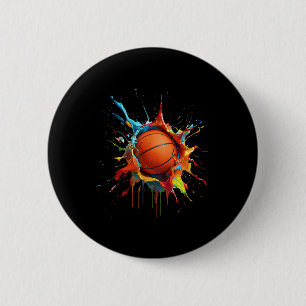 Colourful Basketball Splash Slam Dunk Basketball S 6 Cm Round Badge